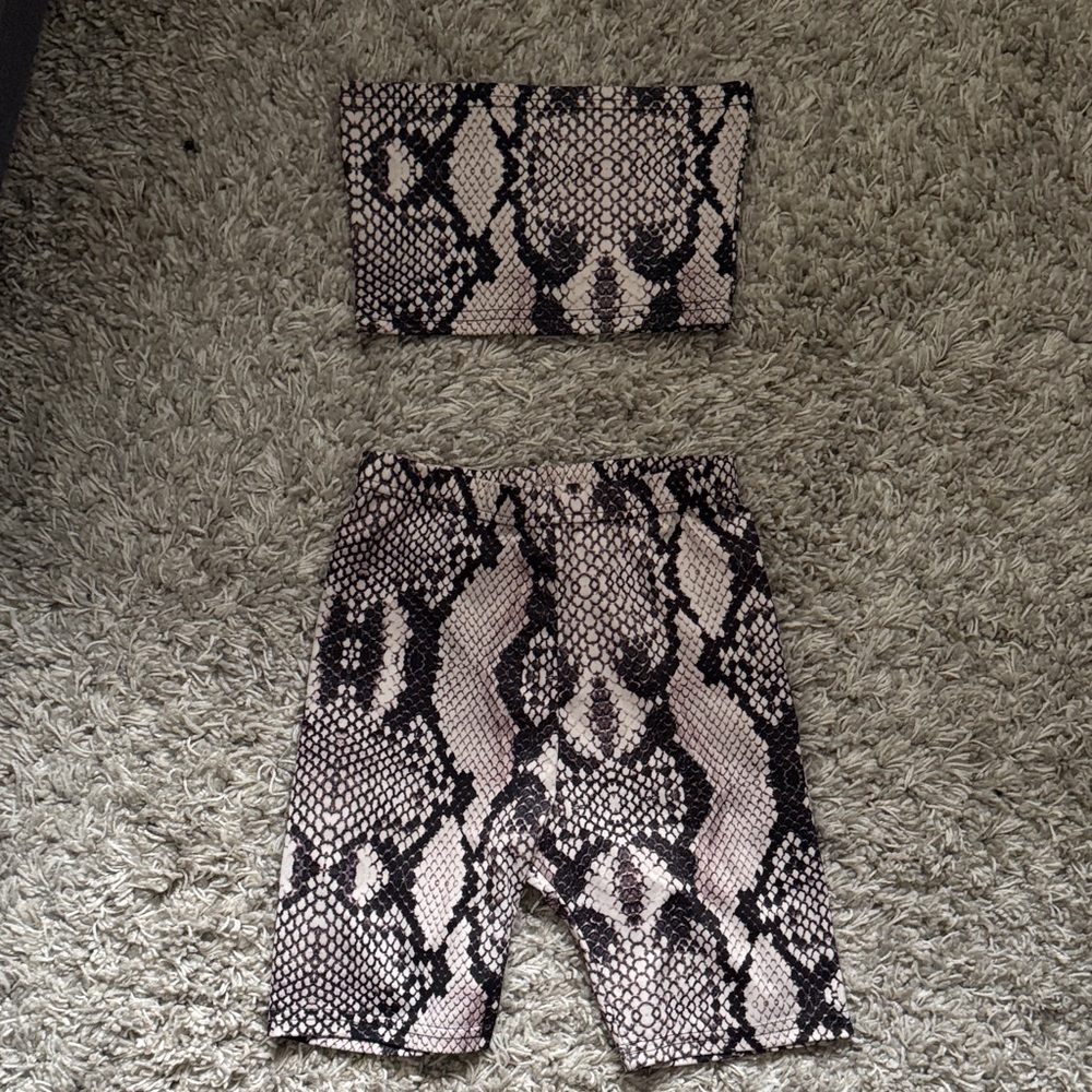 Snake Print Tube Top and Shorts Set